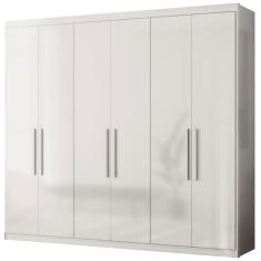 Guarda Roupa Casal 62080 6 Portas de Bater 2 Gavetas MDF Branco Demóbile