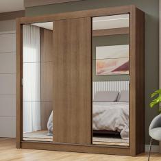 Guarda Roupa Casal Nobre Rustic 3 Portas de Correr MDP com Espelhos Rustic Nobre Madesa