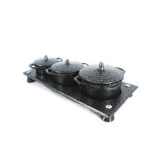 Conjunto Panelas Mini Fogão A Lenha Alumínio Fundido Craqueadas Preto - 1 Unidade - 1 Kit - Panelas - 23x9 cm - Preto