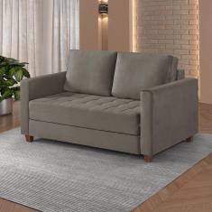 Sofá Cama 2 Lugares 150 Casal Veludo Paris Prata C/ Castanho