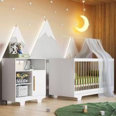 Quarto de Bebê Completo Flocos 100% Mdf 1 Porta Branco 4106 - Tigus Baby
