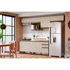 Cozinha Modulada Henn Connect  8 Peças (4 Armários + 2 Balcões + 2 Complementos) C8P11 Duna/Cristal