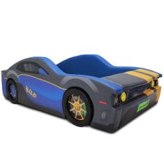 Cama Carro Smile Solteiro Estofada - Cor Azul Tamanho:solteiro