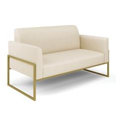 Sofá Namoradeira Base Industrial Alta Dourado Marisa Linho D03 - D\`rossi Cor A19 Bege