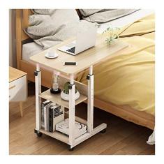 SilteD Mesa de computador móvel sobre a cama Mesa sobre a cama Mesa portátil para laptop Carrinho Estação de trabalho ajustável com rodas para escritório em casa Mesa com rodas sobre a cama