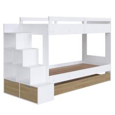 Treliche Infantil com Escada, Nicho e Gaveta Branco e Aveiro