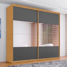 Guarda Roupa com Espelho 2 Portas Aroeira Naturalle Grafite