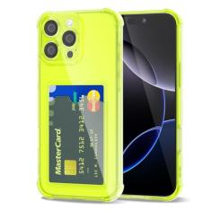 Svanove Capa carteira transparente para iPhone 16 Pro Max, porta-cartões com compartimento para cartão de crédito, fina e transparente, borracha macia, protetora, à prova de choque, airbag bumper para