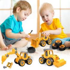 4 Carrinhos Brinquedo Monta E Desmonta Diy Diversos Modelos - Truck Di