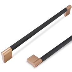 POVEFONK Pacote com 6 puxadores de armário de cobre preto e champanhe de 30 cm - Puxadores serrilhados para gavetas e armários de cozinha - Ferragens