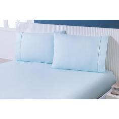 Lençol Queen 3 Peças C/Elástico Percal 100% Algodão 200 Fios Verde Águ