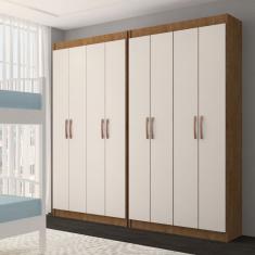 Guarda-Roupa Infantil Dois Irmãos Salvador 8 Portas 16 Prateleiras Off White/Nogueira - Panorama Móveis
