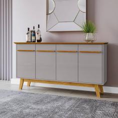 Aparador Buffet 4 Portas e Prateleira Removível Opala Naturalle/Off-White