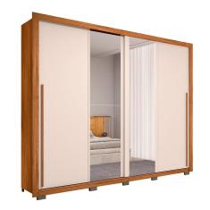 Guarda-Roupa Casal com 2 Espelhos Praticus 2 pt 4 gv Freijó e Off White