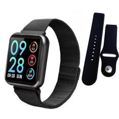 Relógio Smartwatch P80 Touch Screen Monitor Cardíaco Pressão Arterial Sono Passos Android Ios - Preto