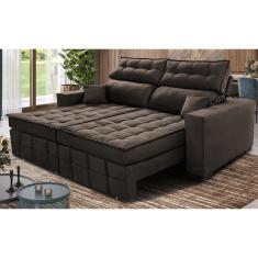 Sofá Retrátil e Reclinável 1,80m Molas Ensacadas e Costura Tripla Cama inBox Japão. Velusoft