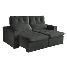 Sofá Retrátil E Reclinável 3 Lugares 200cm Beny Suede/cinza