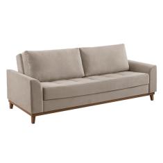 Sofá Living Casal 3 Lugares Alegra Veludo Marfim