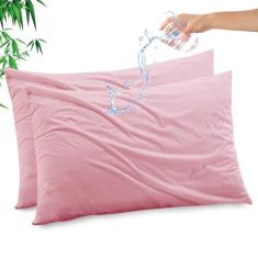 Gogreen Protetor de travesseiro impermeável de raiom de bambu, capa de travesseiro respirável, protetor de travesseiro refrescante com zíper, capa de travesseiro super macia com zíper (2 pacotes