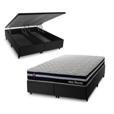 Conjunto Box Baú Durham Preto 158x198x67 c/Molas Ensacadas