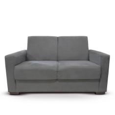 Sofá Estofado 2 Lugares Sala Estar Recepção Paloma Suede Cinza