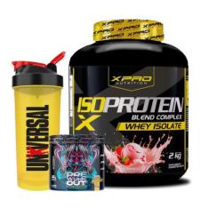 Kit Whey Protein Iso Blend Complex 2kg/Coqueteleira/Pré Treino 300g XP