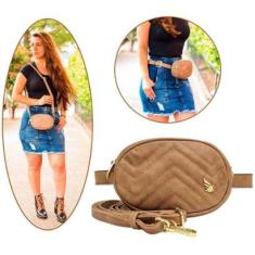 Bolsa Pochete Feminina Cintura Transversal Ombro Casual Trabalho Porta Moeda Carteira Golden Fenix-Feminino