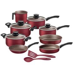 Jogo De Panelas Tramontina Starflon Vermelho 10 Peças, Vermelho, 10