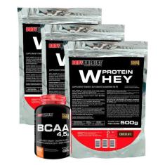 Kit 3X Whey Protein 500G + Bcaa 100G Tangerina - Bodybuilders