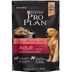 Ração Úmida Nestlé Purina Pro Plan Carne ao Molho Cães Adultos - 100 g