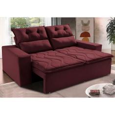 Sofá 3 Lugares Retrátil e Reclinável 1,80m Cama inBox Smal. com bordado pantográfico Suede