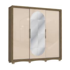 Guarda-Roupa Casal Kappesberg 3 Portas de Correr com Espelho Marrom Bege - CB01N575