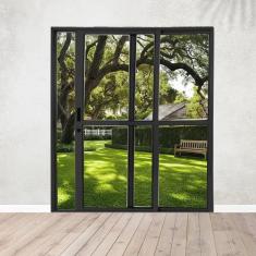 Porta Sacada de Alumínio 2 Folhas 210 X 120cm com Fechadura Linha 25 Preto