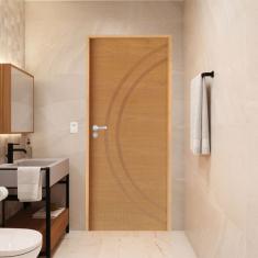 Porta Lisa Padrão Imbuia Concept 11 Batente Ecológico 09 Fechadura Stilo Wc 62 X 2,10 e Natural