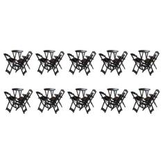 Kit 10 Jogos de Mesa Bistrô de Madeira Dobrável com 3 Banquetas - Taba