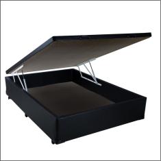 Cama Box Baú Casal 138 X 188 Com Pistão A Gás corino preto