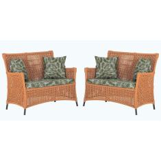 2 Sofás área Externa Igapó Alumínio Preta Corda Náutica E5 Terra Cota