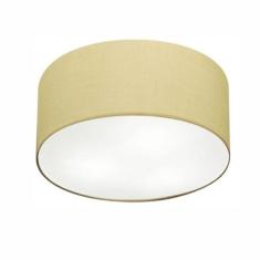 Plafon Cilíndrico Md-3047 Cúpula Em Tecido 45x15cm Algodão Crú - Bivolt