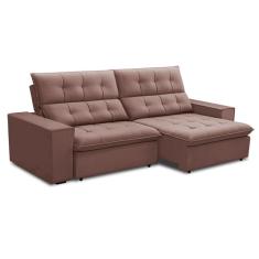 Sofá 3 Lugares Retrátil e Reclinável Palermo Veludo Rosê