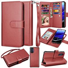 Takfox Capa carteira para Motorola Moto G Stylus 2022 5G, para Motorola G Stylus 2022 5G, capa flip de couro com compartimentos para cartão de crédito [Suporte] Capa magnética destacável e cordão