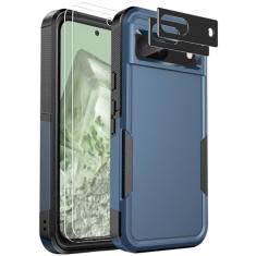 Ezanmull Capa para celular Google Pixel 8A, [proteção contra quedas de grau militar de 15 pés] [protetor de tela de vidro + protetor de lente da câmera] Capa antiderrapante à prova de choque para