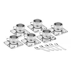 Kit para Café Tramontina em Aço Inox Acabamento Brilho com Xícara Pire