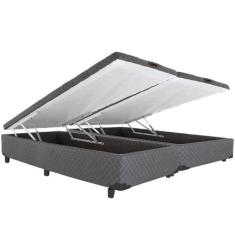 Cama Box QUEEN SIZE Dabe Bau Pistão Frontal Cinza  158x198, 158x198