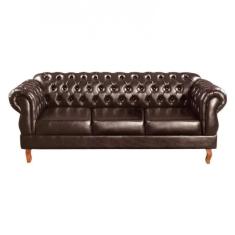 Sofá Duquesa Chesterfield 3 Lugares Retrô Courissimo Café