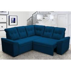 Sofá Canto London Azul Suede Velut - King House