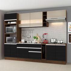 Armário de Cozinha Completa Madesa Vicenza com Balcão (Sem Tampo e Pia) - Rustic/Preto