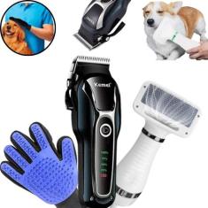 Kit Completo: Máquina Tosa 1991, Secador E Luva - Kemei