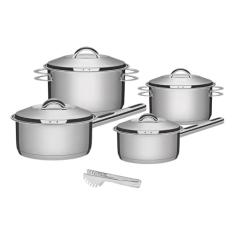 Jogo de Panelas Tramontina Aço Inox Solar 4 peças + Pegador de massa