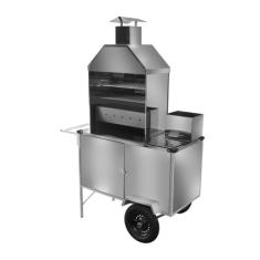 Carrinho de Churrasco Luxo Inox Rodas Pneumáticas Cefaz