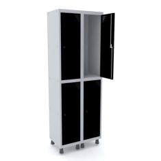 Armário Locker Guarda-Volume 4 Portas Aço Grp 502/4 Preto/Cinza - Pand